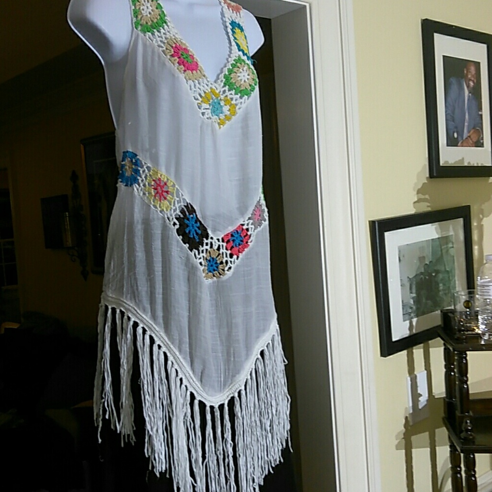 Crocheted and fringe top